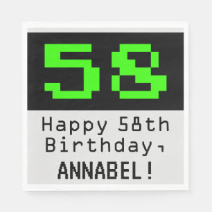 58番目の誕生日- Nerdy / オタク系のスタイル"58" & Name スタンダードランチョンナプキン