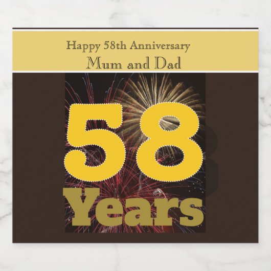 58結婚周年記念 スパークリングワインラベル (シングルラベル)