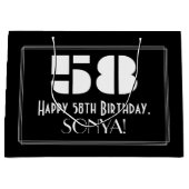 58誕生日インスパイア~アールデコルック"58" +名前 ラージペーパーバッグ (正面)