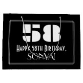 58誕生日インスパイア～アールデコルック"58" +名前 ラージペーパーバッグ (裏面)