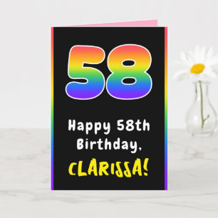 58誕生日カラフル:レインボー# 58,名前をカスタムする カード
