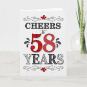 58誕生日応援の赤い白の黒のパターン カード (正面)