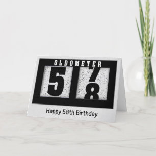 58誕生日用ブラックオドメータ カード