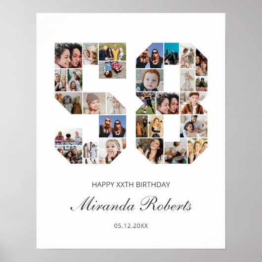 58誕生日番号58カスタムフォトコラージュ ポスター (正面)
