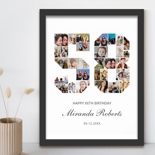 58誕生日番号58カスタムフォトコラージュ ポスター
