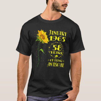58誕生日58歳ひまわり生まれ1月 Tシャツ
