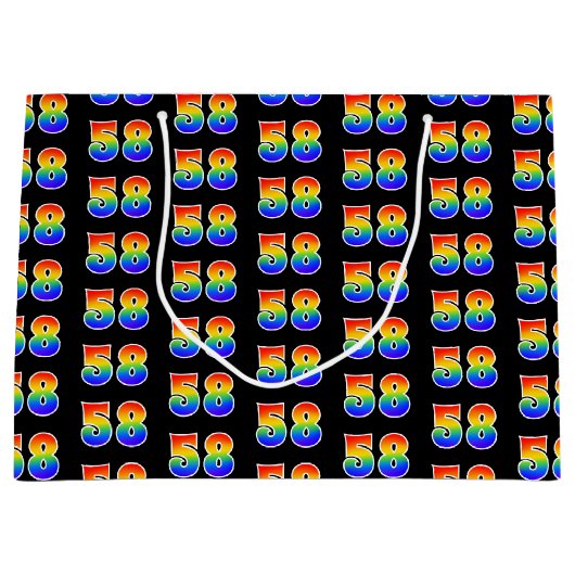 58誕生日:おもしろいレインボーイベント第58パターン ラージペーパーバッグ (正面)