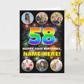 58誕生日:おもしろいレインボー#,名前をカスタムする&写真 カード (黄色い花)