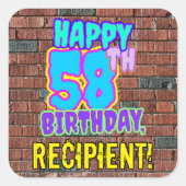 58誕生日-おもしろい、アーバングラフィティインスパイアルック スクエアシール (正面)