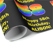 58誕生日:おもしろい、カラフルレインボーインスパイア# 58 ラッピングペーパー (ロールコーナー)