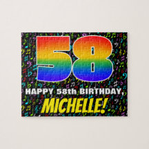 58誕生日:おもしろい、カラフル音楽シンボル、「58」