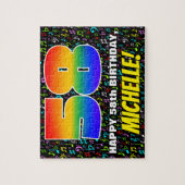 58誕生日:おもしろい、カラフル音楽シンボル、「58」 ジグソーパズル (縦)