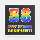 58誕生日:はっきりした,おもしろい,シンプル虹, 58 スタンダードランチョンナプキン (正面)