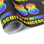 58誕生日:はっきりした,おもしろい,シンプル虹， 58 ラッピングペーパー (ロールコーナー)