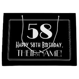 58誕生日:アールデコインスパイアスタイル「58」、名前 ラージペーパーバッグ