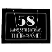 58誕生日:アールデコインスパイアスタイル「58」、名前 ラージペーパーバッグ (裏面)