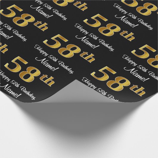 58誕生日:エレガント豪華なフェイク金ゴールドルック# ラッピングペーパー (角)