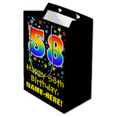 58誕生日:カラフルスターズパターン&レインボー58 ミディアムペーパーバッグ (裏面アングル)