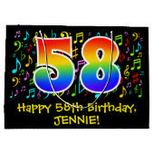 58誕生日-カラフル音楽シンボル、レインボー58 ラージペーパーバッグ (裏面)