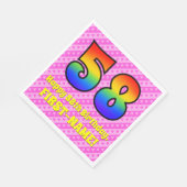 58誕生日:ピンクストライプのハート、レインボー# 58 スタンダードランチョンナプキン (角)