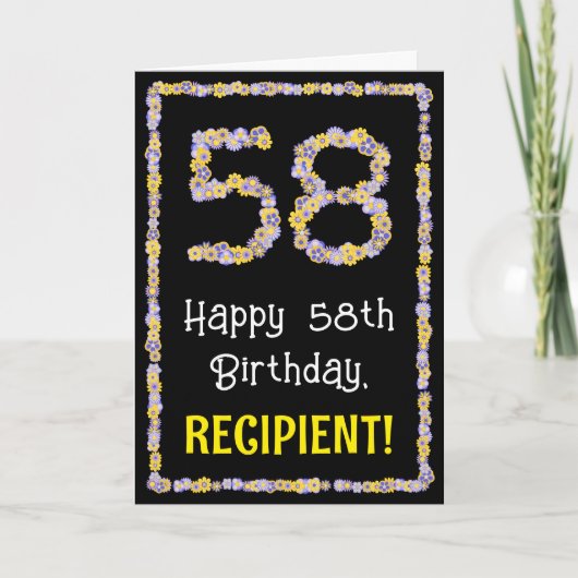 58誕生日:フローラ花数名前をカスタムする カード (正面)