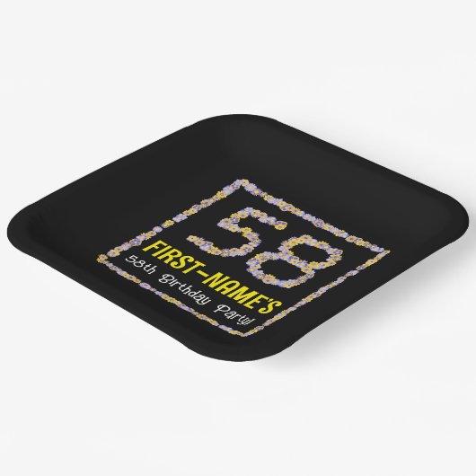 58誕生日:フローラ花数名前をカスタムする ペーパープレート (傾斜あり)