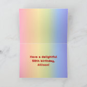 58誕生日:レインボー文字、カスタム写真&名前 カード (内部)