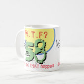 58誕生日。享年58。WTF?どうしたんだ! コーヒーマグカップ (正面左)