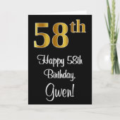 58誕生日～豪華エレガントなフェイク金ゴールドルック# カード (正面)