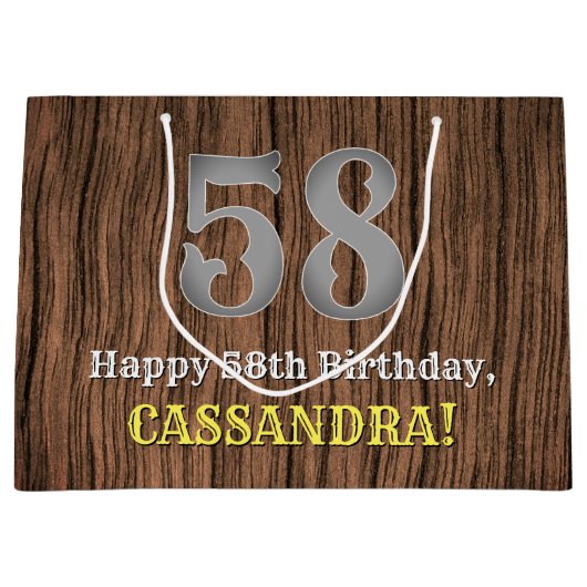 58誕生日: Country インスパイア Western  Look, Name ラージペーパーバッグ (正面)