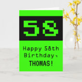 58誕生日: Nerdy / オタク系のスタイル"58"と名前 カード (黄色い花)