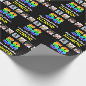 58誕生日: Rainbow "58"；写真カスタムと名前 ラッピングペーパー (角)