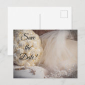 5882 – ブーケ、リングや輪、クロス、ベール付き インビテーションポストカード (正面/裏面)