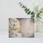 5882 – ブーケ、リングや輪、クロス、ベール付き インビテーションポストカード (スタンド正面)