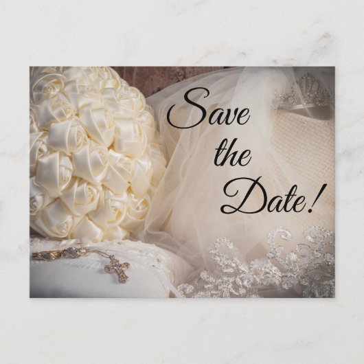 5882 – ブーケ、リングや輪、クロス、ベール付き ポストカード (正面)