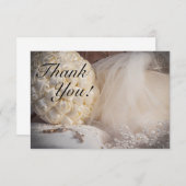 5882 – ブーケ、リングや輪、ベール、クロス付き サンキューカード (正面/裏面)