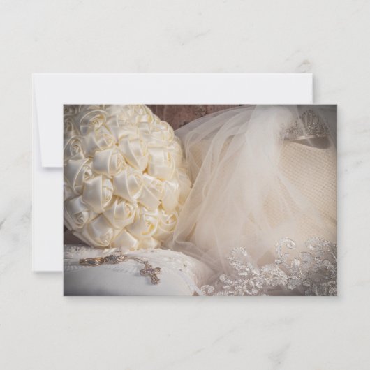 5882-リングとヴェールとクロスのブーケ 招待状 (正面)