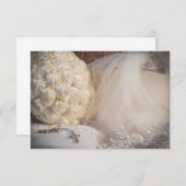 5882-リングとヴェールと十字架の付いた花束 招待状 (正面/裏面)