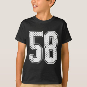 #58 ホワイト ビンテージ ナンバー58 スポーツファン用ジャージ スタイル Tシャツ