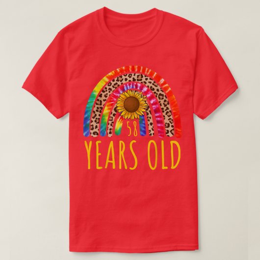 58 Years Old 58th Birthday Tie Dye Sunflower Leopa Tシャツ (デザイン正面)