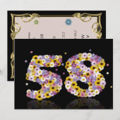 58thバースデーパーティー、花の文字 招待状 (正面/裏面)