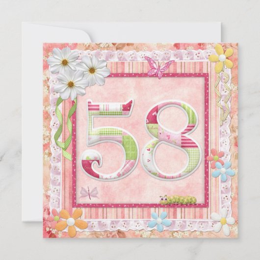 58th誕生日パーティースクラップブック作りスタイル 招待状 (正面)