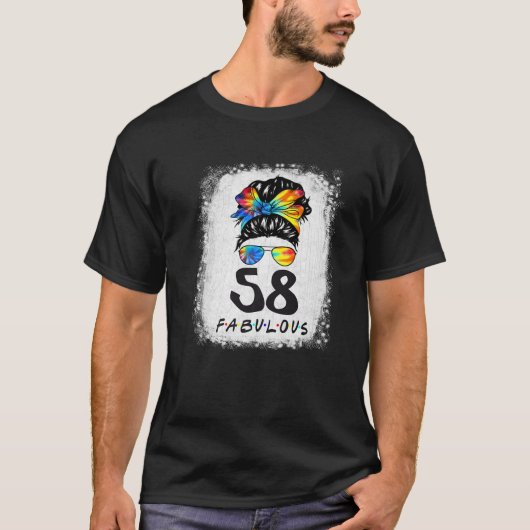 58th誕生日素晴らしい女の子絞り染めメッシーバン58Y Tシャツ (正面)