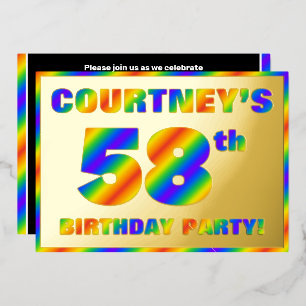 58th Birthday Party —おもしろい、レインボースペクトル「58」 箔招待状