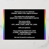 58th Birthday Party —おもしろい、音楽カラフル記号 箔招待状 (裏面)