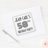 58th Birthday Party:アールデコスタイル+名前をカスタムする スクエアシール (封筒)