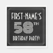 58th Birthday Party:アールデコスタイル+名前をカスタムする スタンダードランチョンナプキン (正面)