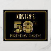 58th Birthday Party —アールデコスタイル「58」 +名前 箔招待状 (正面)