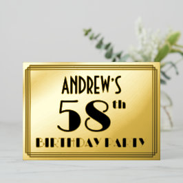 58th Birthday Party —アールデコ検索「58」 +名前 箔招待状