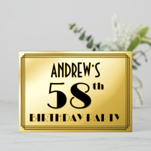 58th Birthday Party —アールデコ検索「58」 +名前 箔招待状
